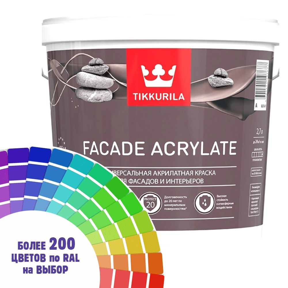 Краска для стен и потолка Tikkurila Facade Acrylate цвет восточный красный Ral 3031 2,7 л  #1