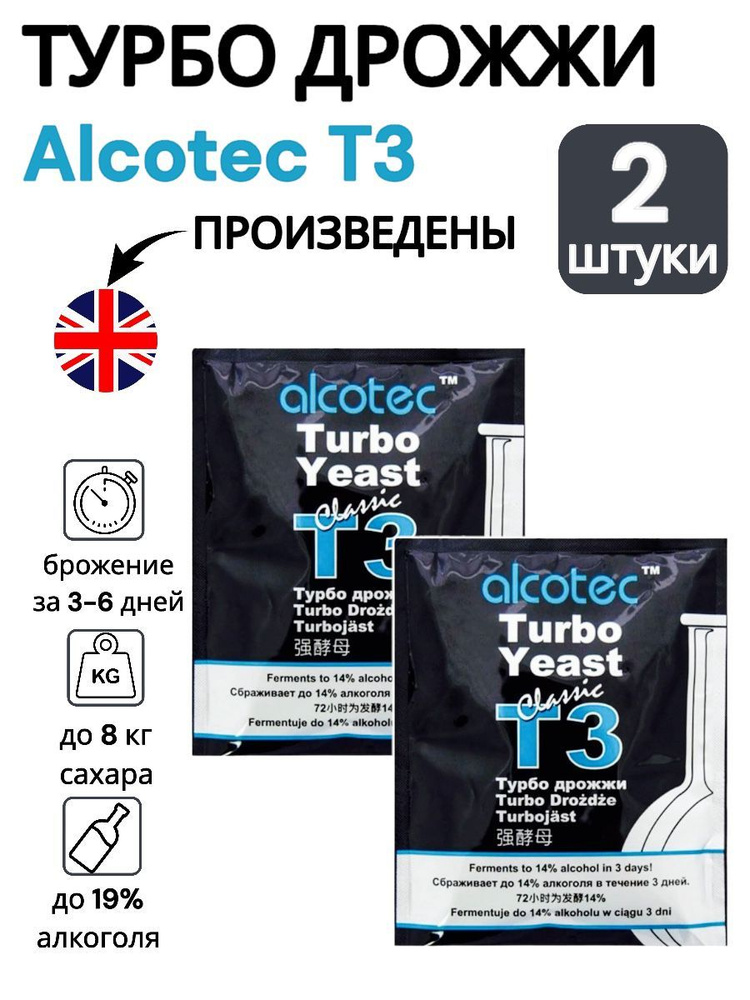 Alcotec Дрожжи Сухие активные Спиртовые 240г. 2шт. #1