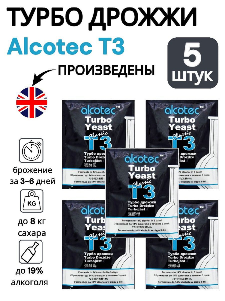 Alcotec Дрожжи Сухие активные Спиртовые 650г. 5шт. #1