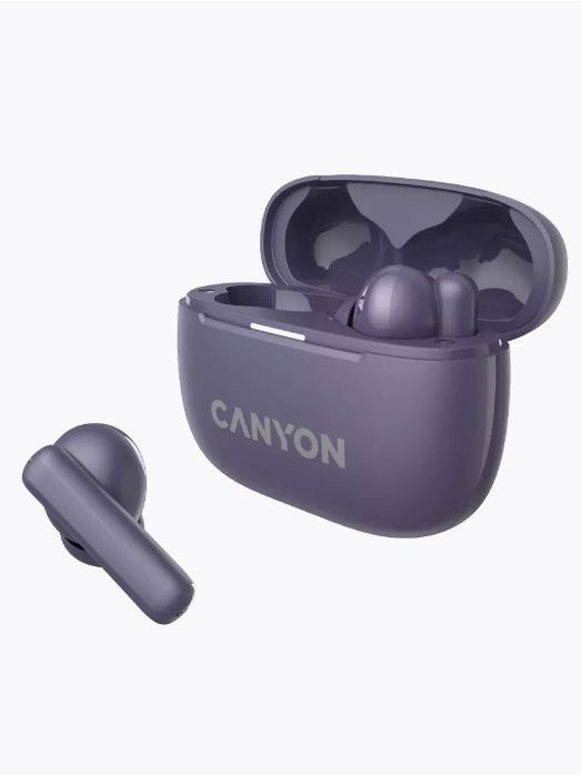 Canyon Наушники беспроводные с микрофоном, Bluetooth, USB Type-C, фиолетовый  #1