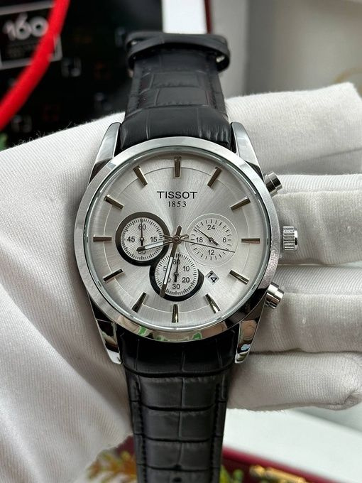 Мужские наручные часы TISSOT с кожаным ремешком в подарочной упаковке  #1