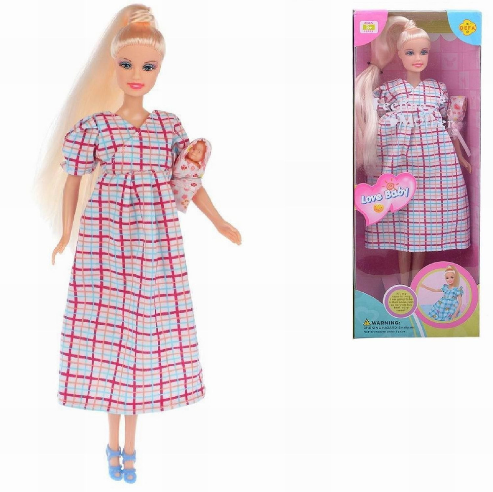 Кукла Defa Lucy Будущая мама в платье в клеточку #1