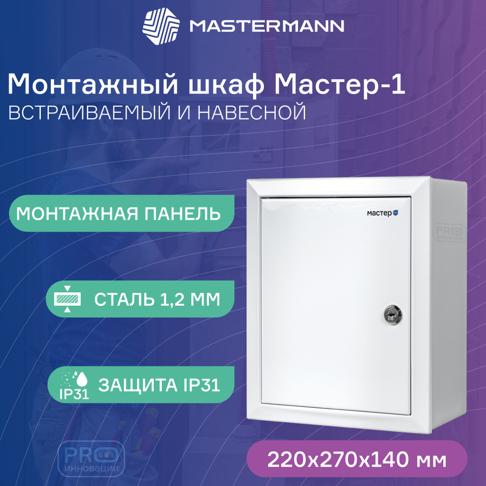 Монтажный настенный Шкаф МАСТЕР-1, 220х270х140 мм, IP 31, сталь 1 мм, RAL 7035 (серый)  #1