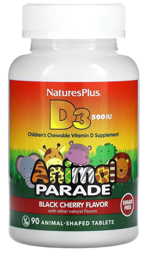 NaturesPlus Animal Parade Vitamin D3 Sugar Free 90 chewable tabs Black Cherry / Витамин Д для Детей 90 #1