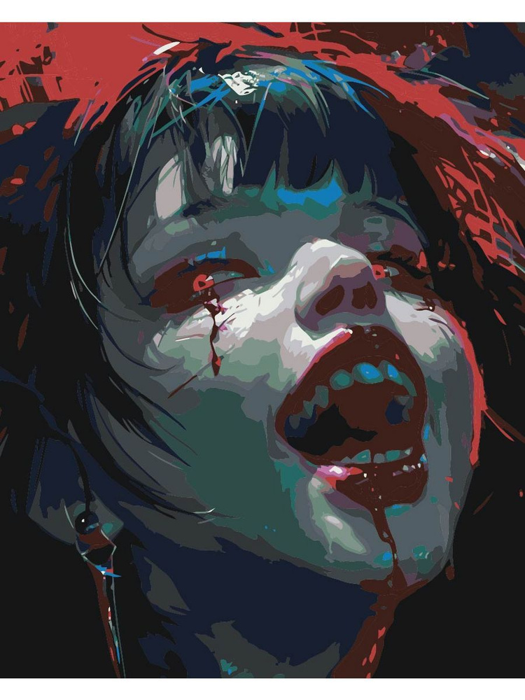 Картина по номерам девушка вампир на холсте с деревянным подрамником размер 40х50, акриловые краски, #1