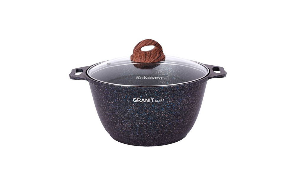 Kukmara Кастрюля granit ultra blue, Литой алюминий, Стекло, 4 л #1