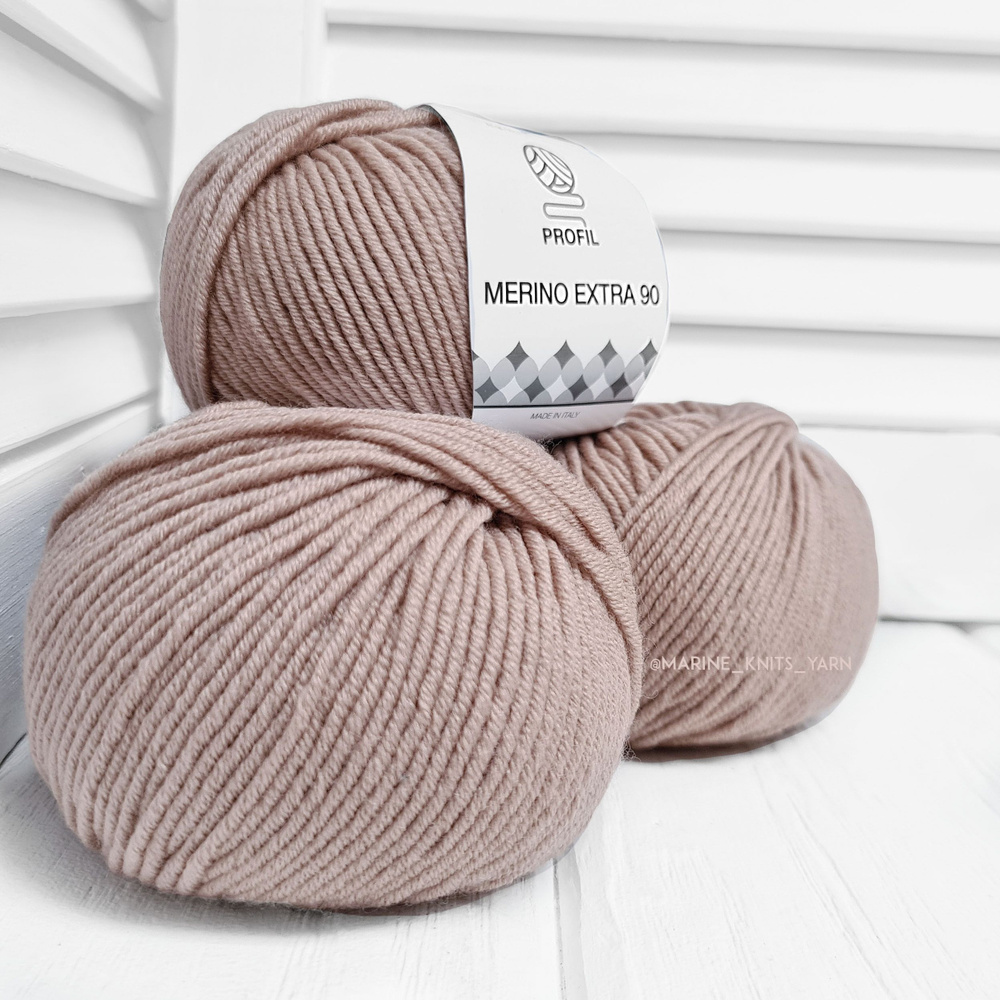 Пряжа мериносовая шерсть Profil - Merino Extra 90 (150 - бежевый), 90м/50г, 3 шт. (Профил - Мерино Экстра)) #1