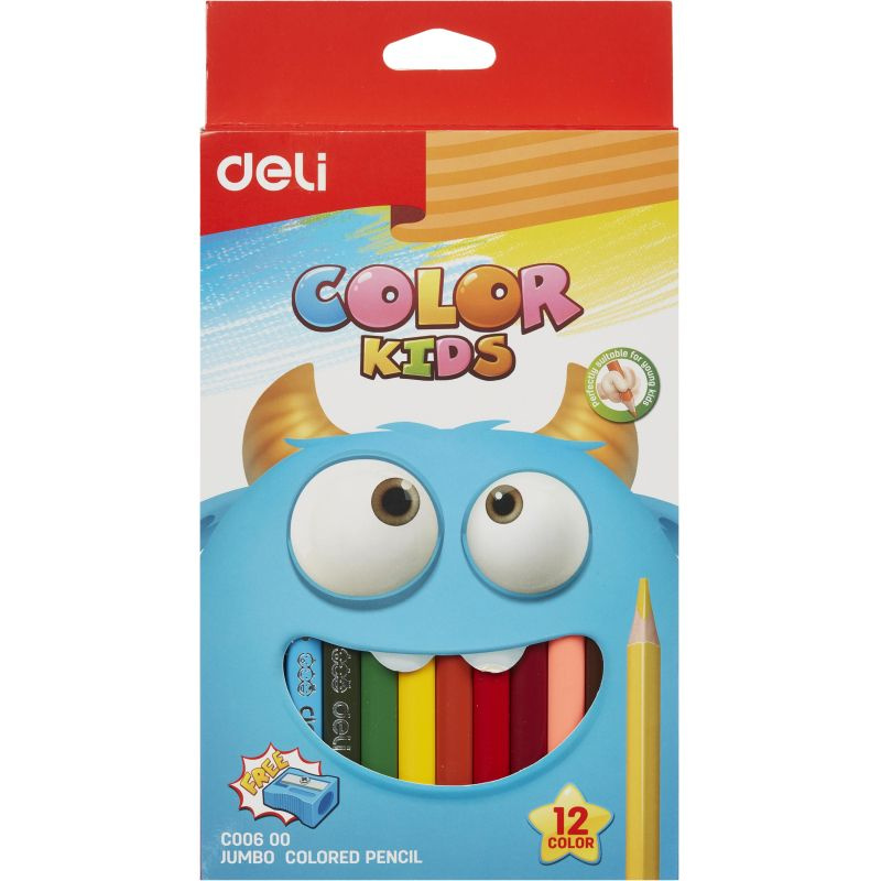 Карандаши цветные Deli EC00600 Color Kids трехгран. 12цв/наб. Jumbo #1