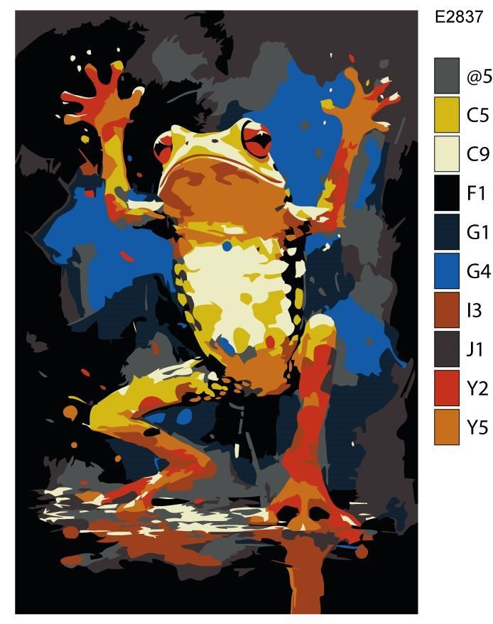 Детская картина по номерам E2837 "Лягушка в прыжке" 20x30 #1