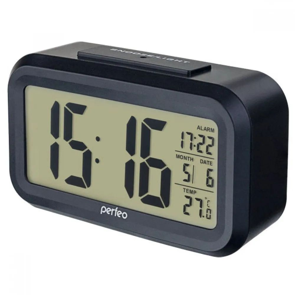 Часы-будильник Perfeo "Snuz", черный, (PF-S2166) время, температура, дата  #1