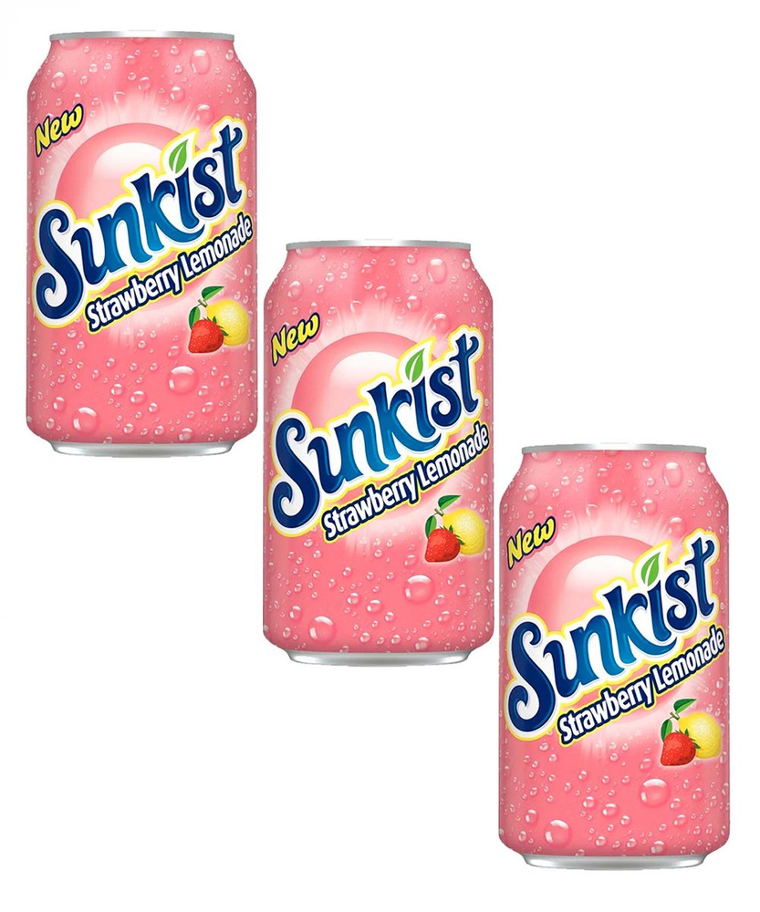 Газированный напиток Sunkist Strawberry lemonade Клубничный лимонад ...