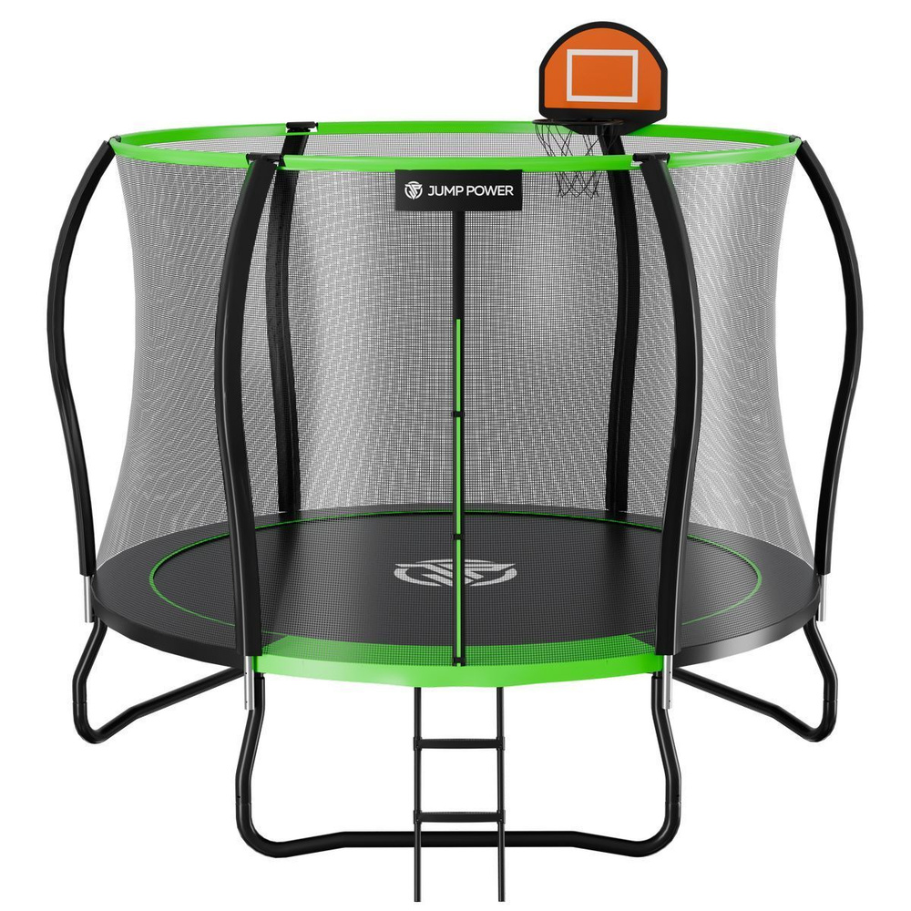 Батут Jump Power Pro Stable Point 8 ft Green 244см с защитной сеткой для детей и взрослых, уличный батут #1