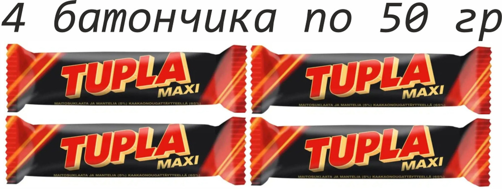 4 шт по 50 гр., Шоколадный батончик Tupla Maxi, 200 гр #1