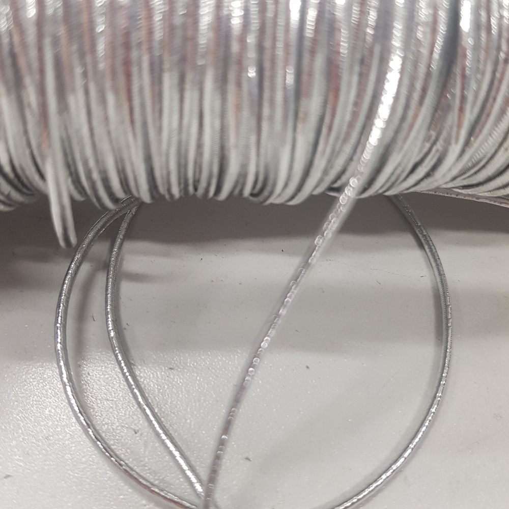 Резинка круглая, шляпная, диаметр 2 мм длина 5 м, цвет Серебро  #1