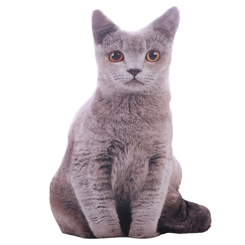 Мягкая игрушка серый кот плюшевая 3D 22см реалистичная для детей и взрослых  #1