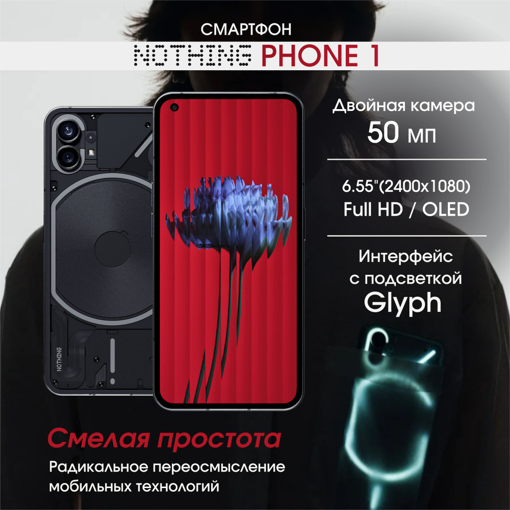 Nothing Смартфон Phone 1, A063, 8/256 ГБ, черный #1