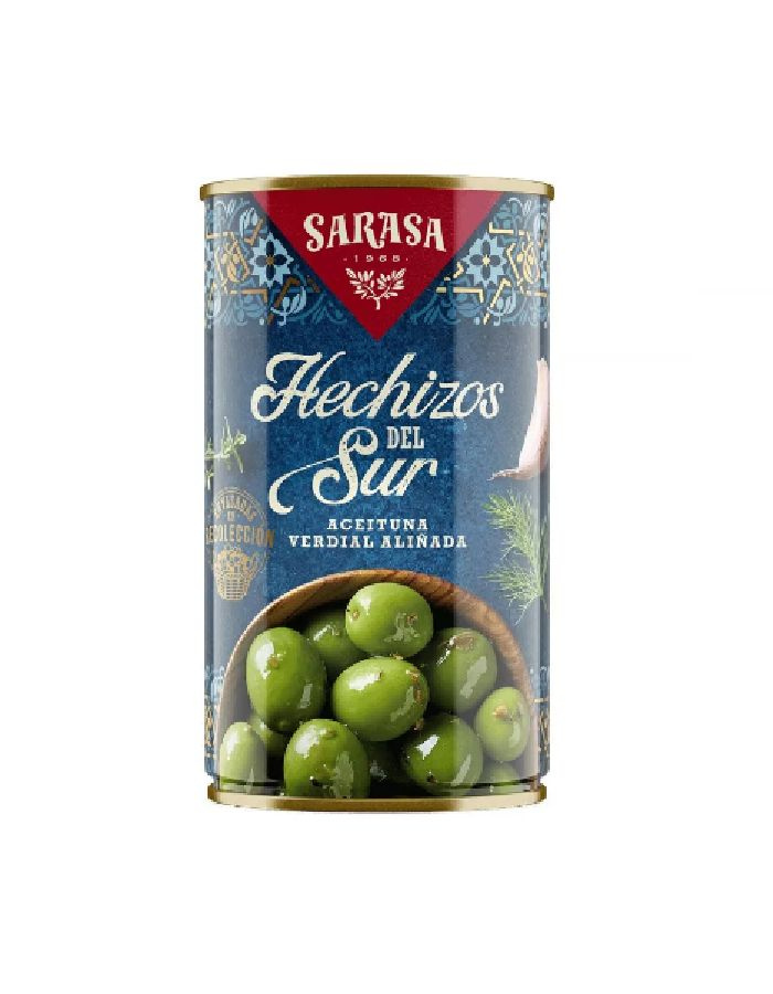 Оливки Sarasa зеленые c косточкой битые, 350 г #1