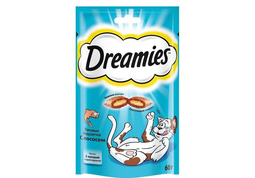 Dreamies Лакомство для кошек Подушечки с Лососем #1