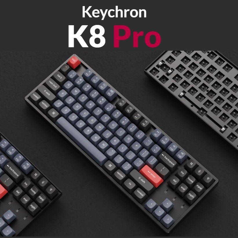 Игровая беспроводная клавиатура Keychron K8 Pro (Gateron G Pro Red), RGB, Hotswap, Alum Frame K8P-J1, #1