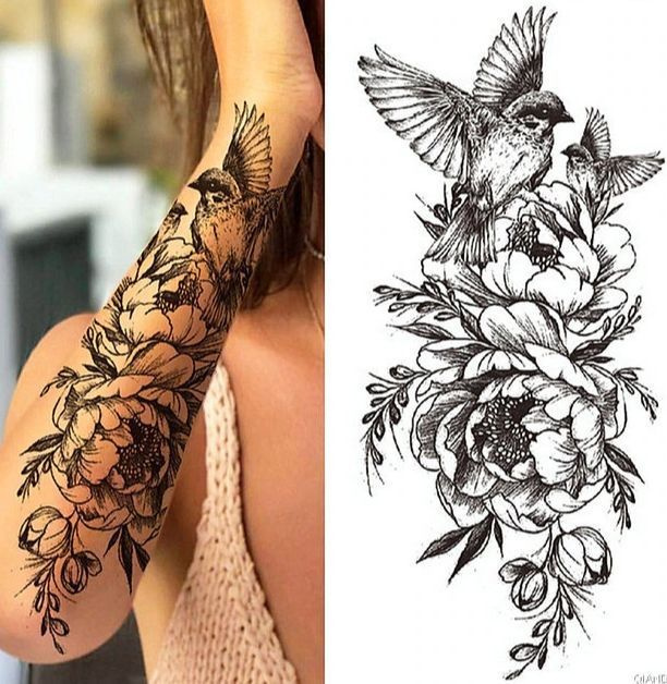 Большая татуировка на тело цветы #1