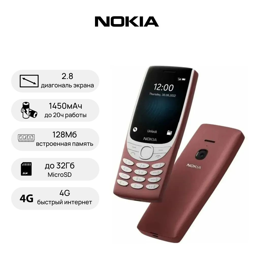 Мобильный телефон NOKIA 8210 4G TA-1489 DS EAC UA RED #1