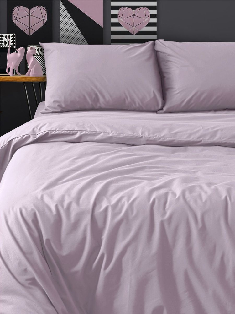 Постельное белье Uniqcute 2 спальное из поплина наволочки 50х70, розовый кварц  #1