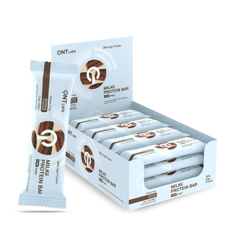 Протеиновый батончик QNT Life Milkii Protein Bar, шоколадный брауни, 12 штук  #1