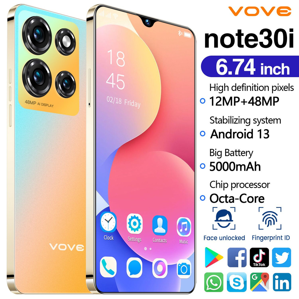 vove Смартфон Note30i-L EU 16/512 ГБ, золотой #1