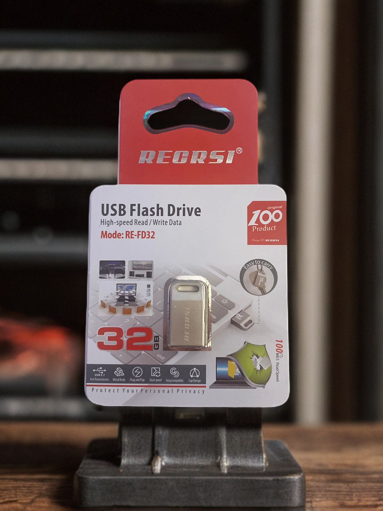 RECRSI USB-флеш-накопитель USB Флеш накопитель 32 МБ, серый металлик  #1