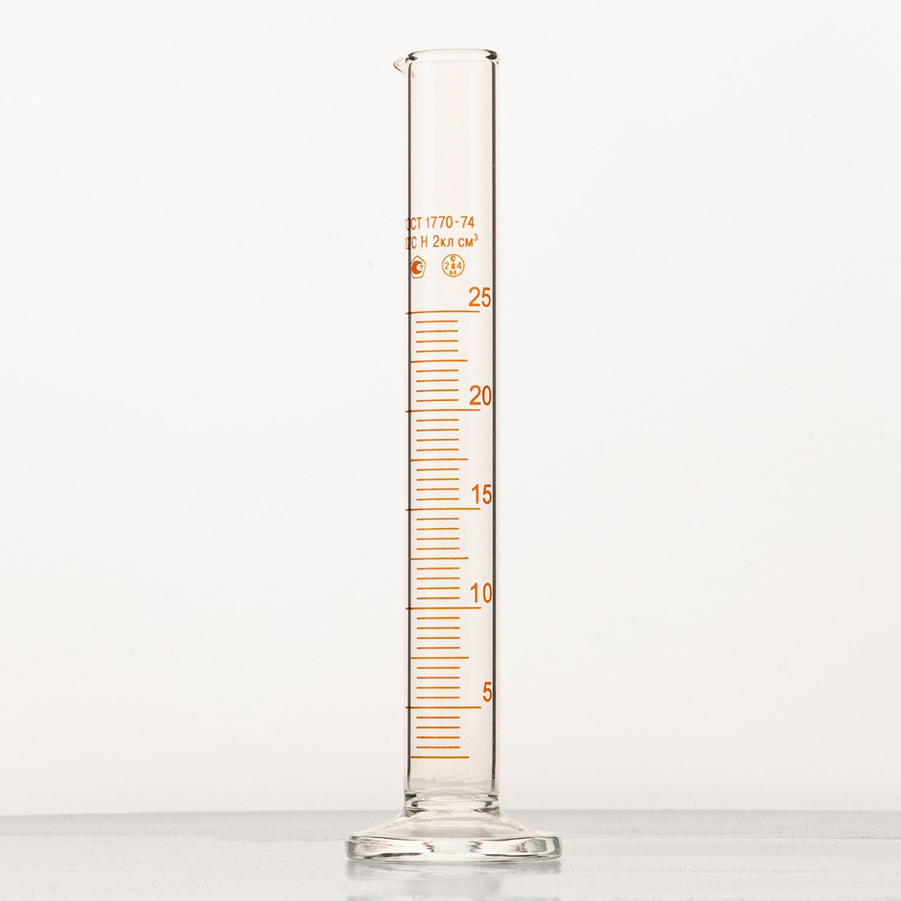 Цилиндр лабораторный 25 мл (мерный: исполнение 1 - на стеклянном основании) 1-25-2  #1