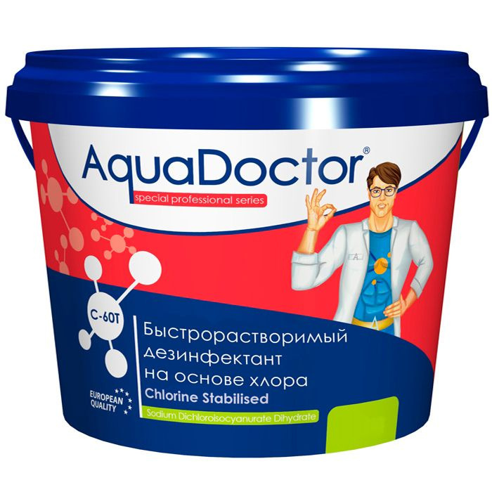 Хлор быстрый хлор-шок C-60T для бассейна таблетки (по 20 г) 5 кг Aquadoctor - Химия для дезинфекции и #1