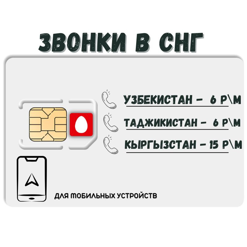 SIM-карта Сим карта интернет, звонки в Узбекистан, Кыргызстан, Таджикистан AWTP21MTS (Вся Россия)  #1