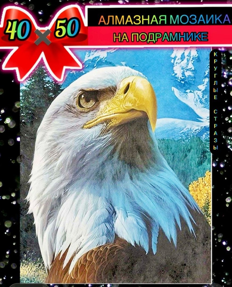 Алмазная мозаика 40*50 на подрамнике орёл, сокол, птицы #1