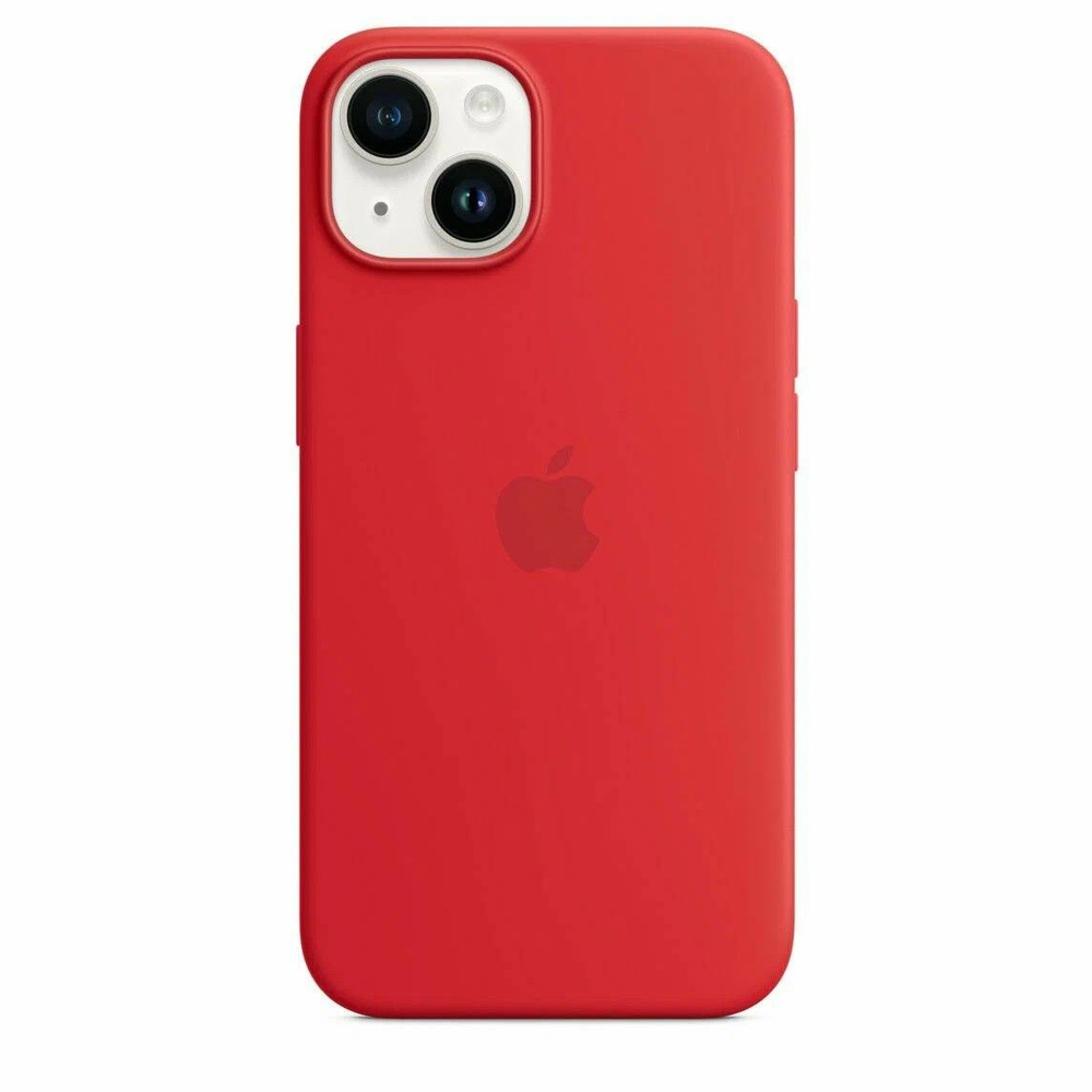 Силиконовый чехол для смартфона Silicone Case на iPhone 13 / Айфон 13 с логотипом, красный  #1
