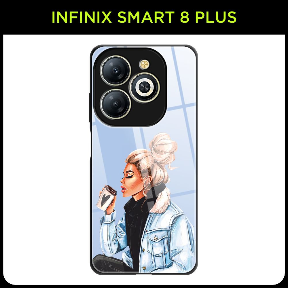 Стеклянный чехол на Infinix Smart 8 Plus / Инфиникс Смарт 8 Плюс с принтом "Cute blonde"  #1