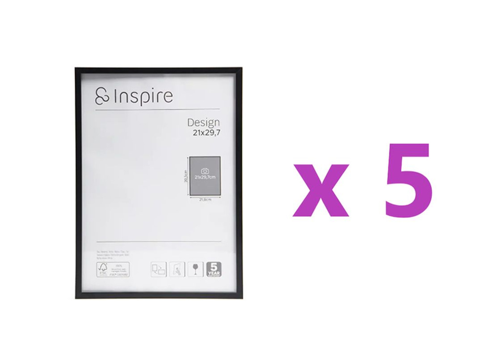 Рамка Inspire Design 21x29.7 см алюминий цвет черный, 5 шт. #1