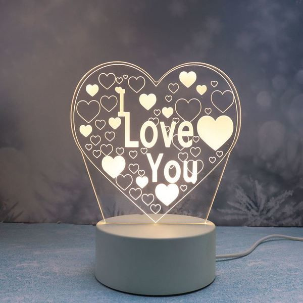 Светильник ночник "3D-I LOVE YOU" на пластиковой подставке, с включателем USB  #1