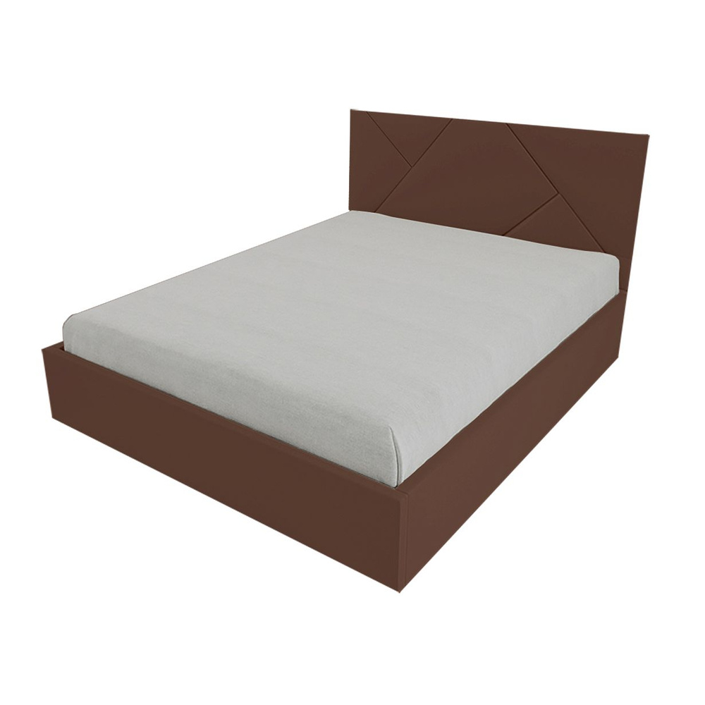 Двуспальная кровать Линда Эко 180x200 основание металлическое с ламелями велюр коричневый ножки 13 см #1