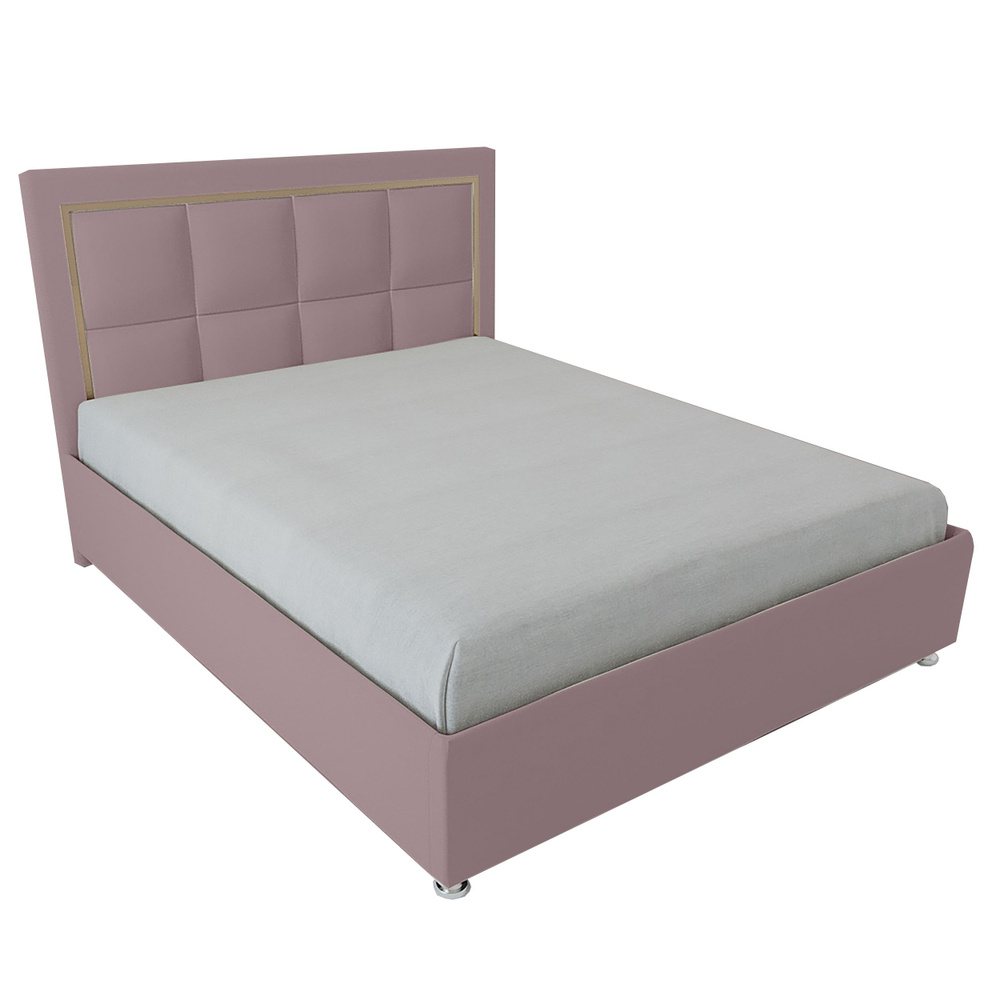 Односпальная кровать Вирджиния 80x200 основание металлическое с ламелями велюр розовый ножки 5 см  #1
