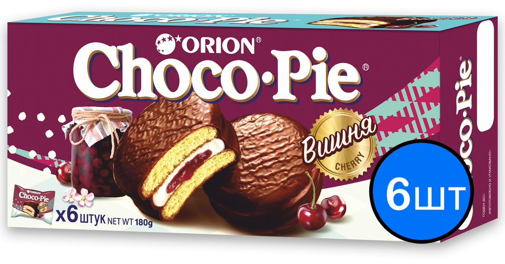 Печенье "ORION ChocoPie" Вишня, 180г х 6шт #1