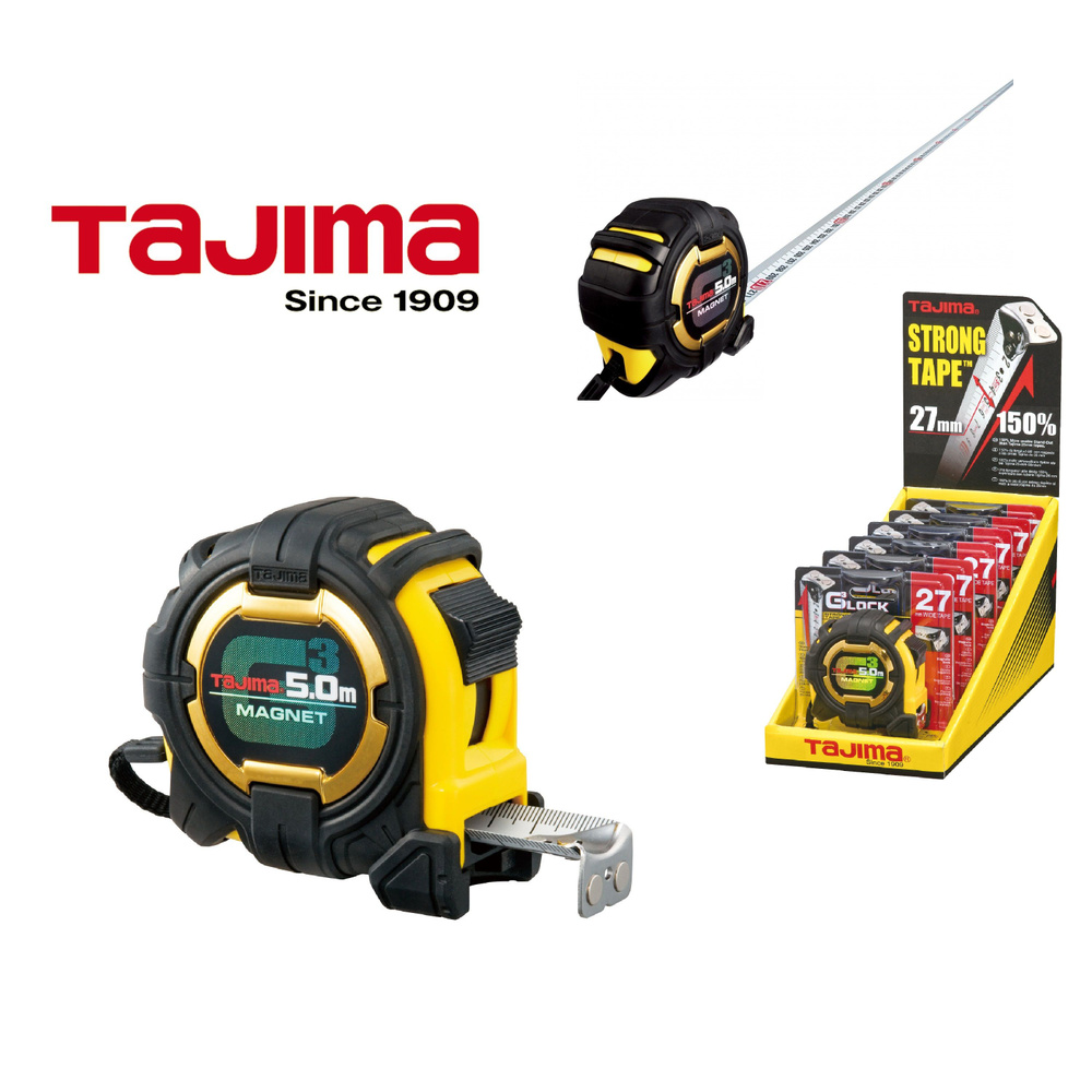 Рулетка TAJIMA G3 Lock27, 5м/27мм (G3M750MT) с магнитным зацепом,обрезиненным корпусом, 2-х сторонняя #1