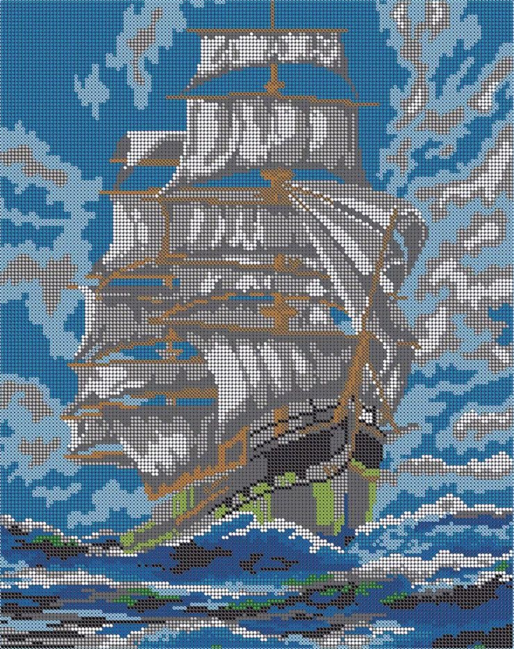 Набор для вышивания бисером Тайвань, картина Корабль 38х30, Вышивочка  #1