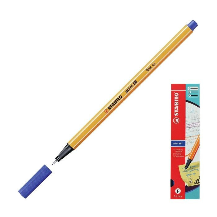 Ручка капиллярная Stabilo Point, корпус оранжевый, толщина письма 0,4 мм, синяя (88/41)  #1