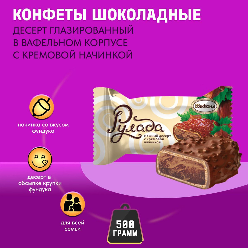 Конфеты Рулада Фундук глазированные 500 грамм Акконд - купить с ...