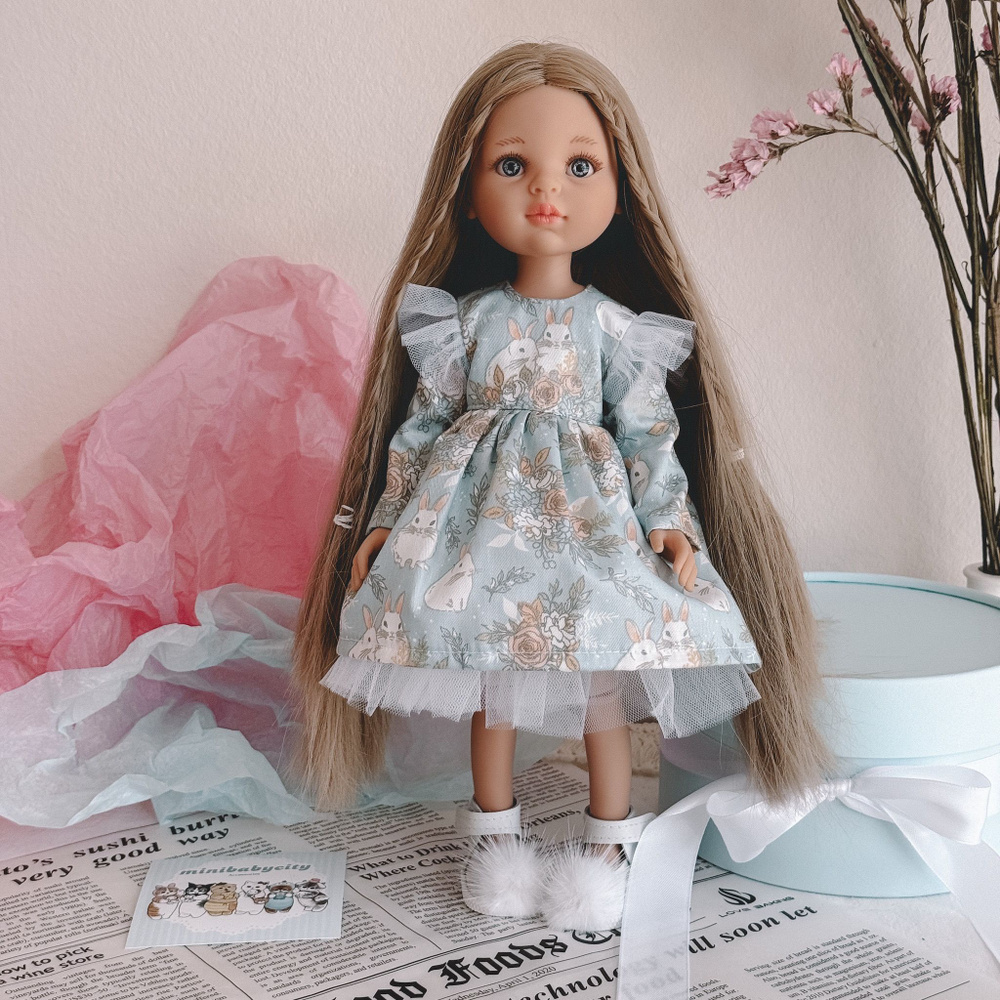 Платье с кроликами (без обуви), одежда для куклы Paola Reina 32 см (Паола Рейна)  #1