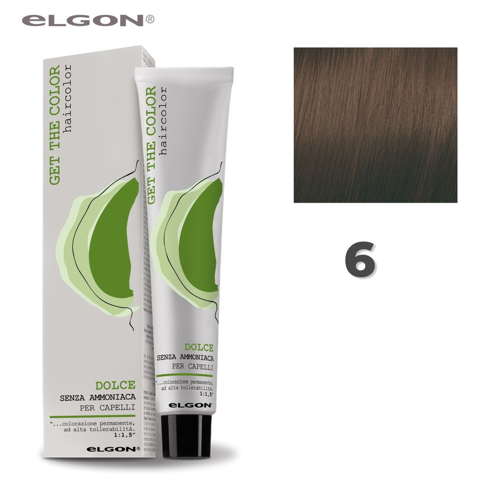 Elgon Краска для волос без аммиака Get The Color Dolce 6 темно-русый, 100 мл.  #1