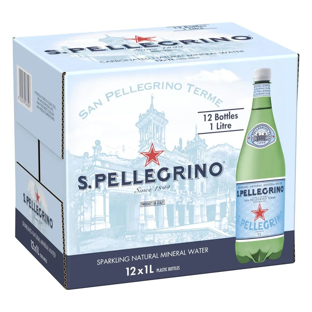 Вода SAN PELLEGRINO минеральная газированная 1 литр. х 12 шт. упаковка  #1