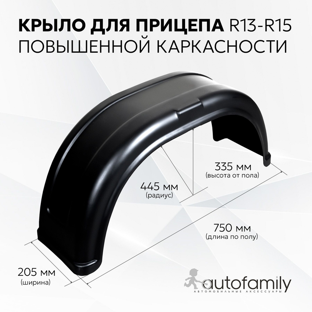 Пластиковое крыло подходит для прицепа МЗСА, с колесами R13-R14  #1