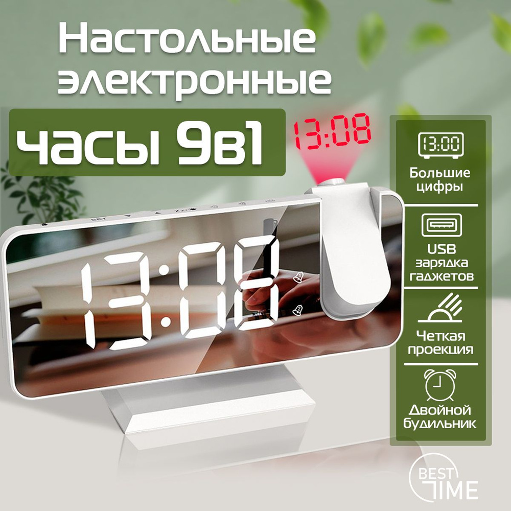 Настольные часы Электронные Best Time, белый купить по выгодной цене в  интернет-магазине OZON (661417985)