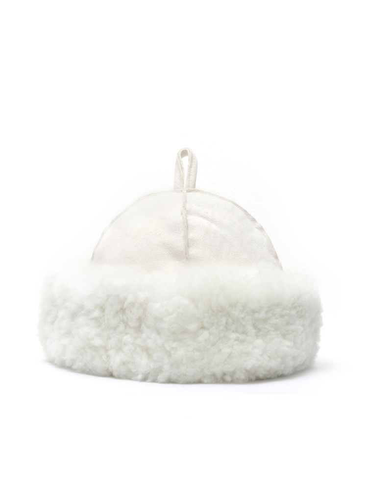 Царская шапка для бани из натуральной овчины белая Siberia Collection  #1
